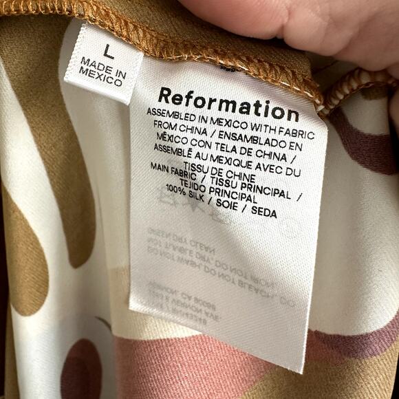 Reformation Davina Silk Floral Midi Dress Brown Orange - Picture 4 of 5